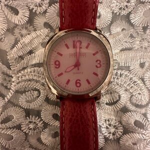Joan Rivers Classic Watch 40mm Silver Tone Pink Dial Leather Band